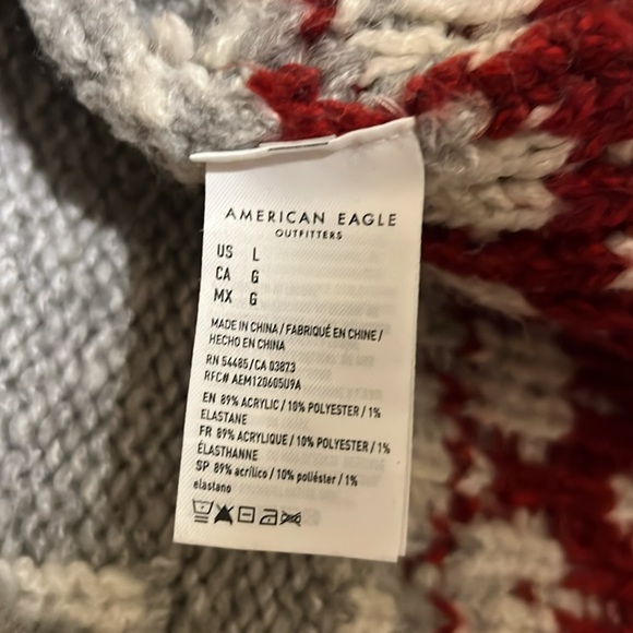 American Eagle Outfitters Fair isle Chunky Knit crop relaxed Sweater Sze L - Picture 4 of 13